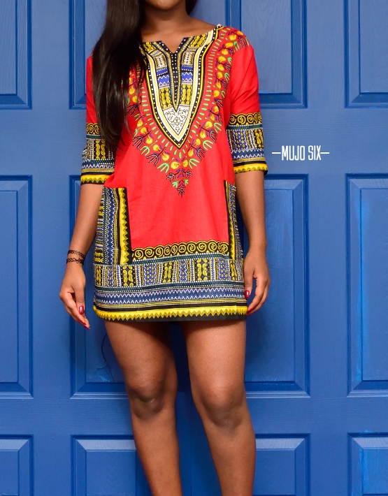 red dashiki dress